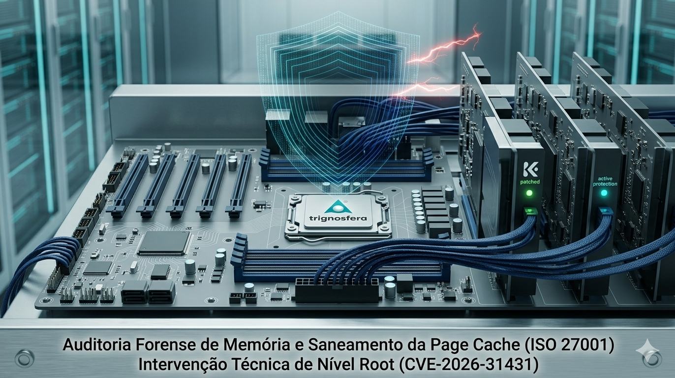 Infraestrutura Trignosfera protegida contra vulnerabilidades cPanel e Kernel Linux.