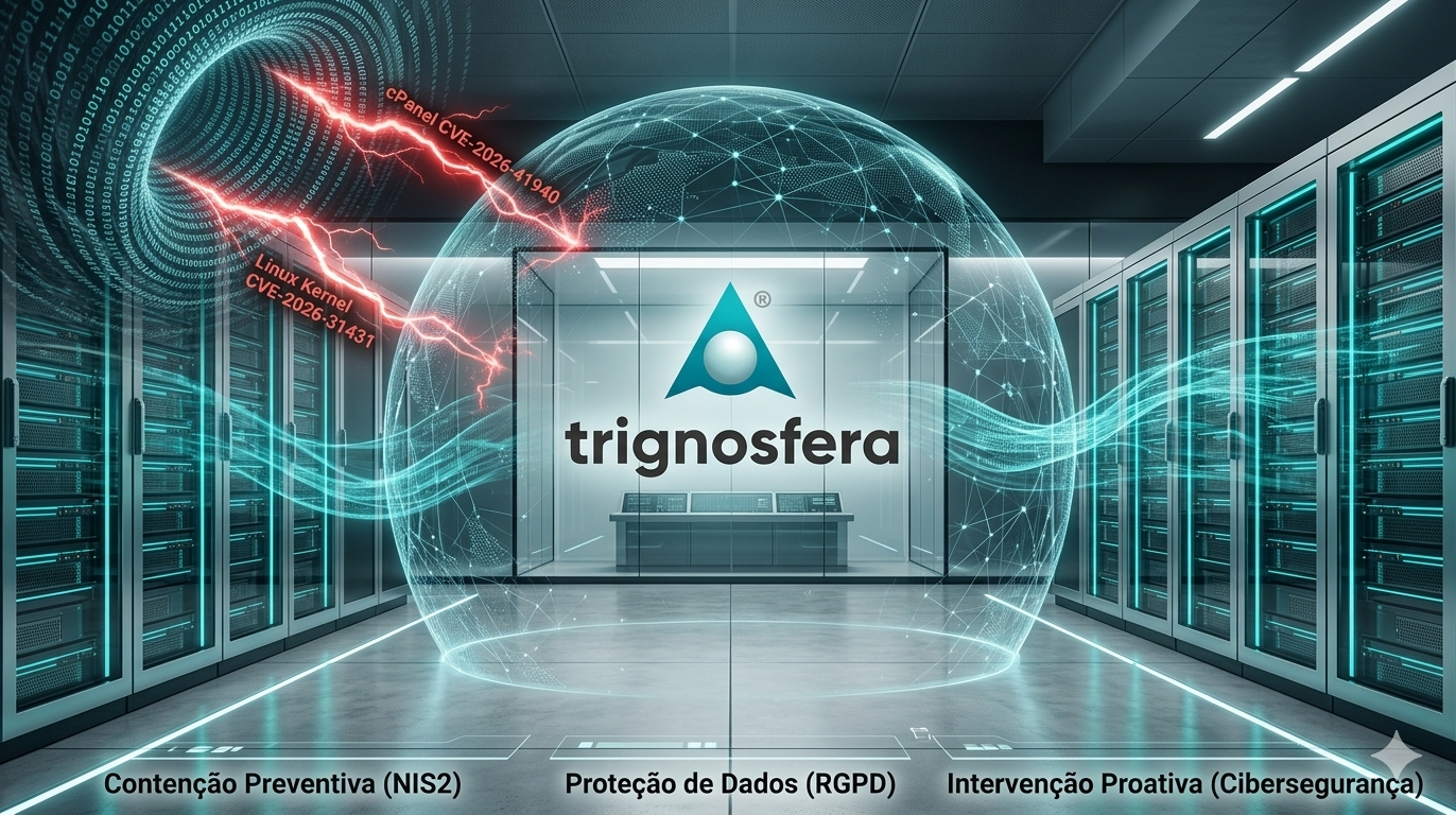 Infraestrutura Trignosfera protegida contra vulnerabilidades cPanel e Kernel Linux.