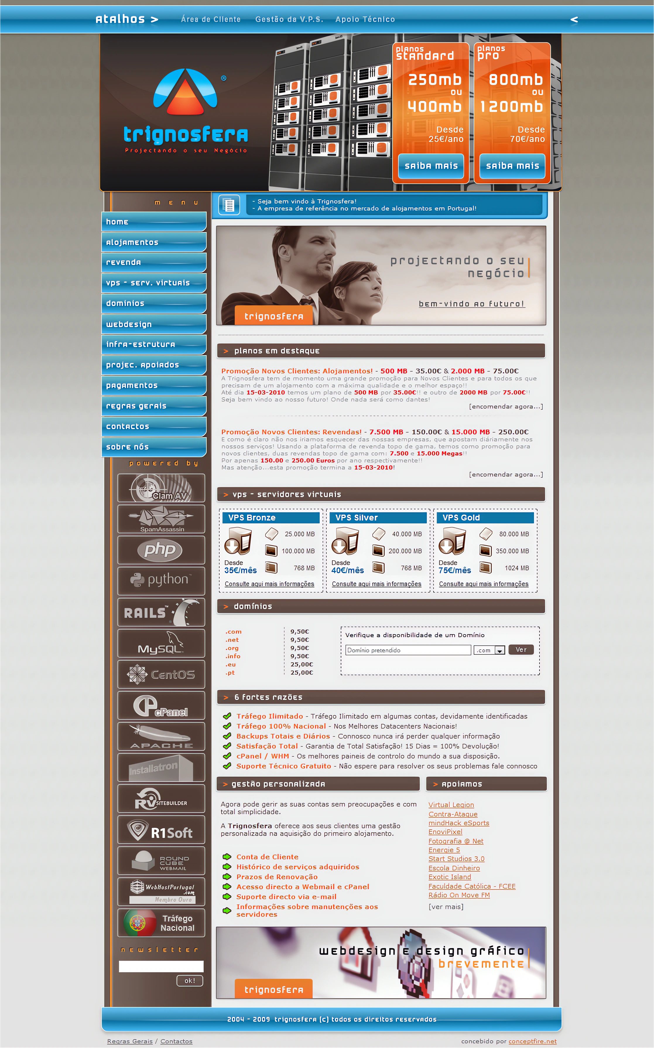 Site da Trignosfera em 2008