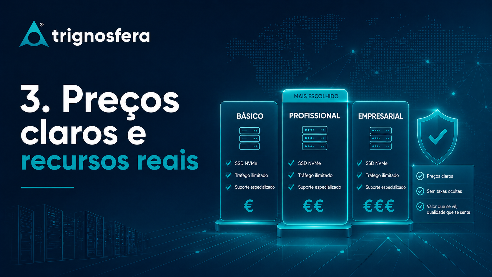 Preços claros e recursos reais nos serviços de alojamento