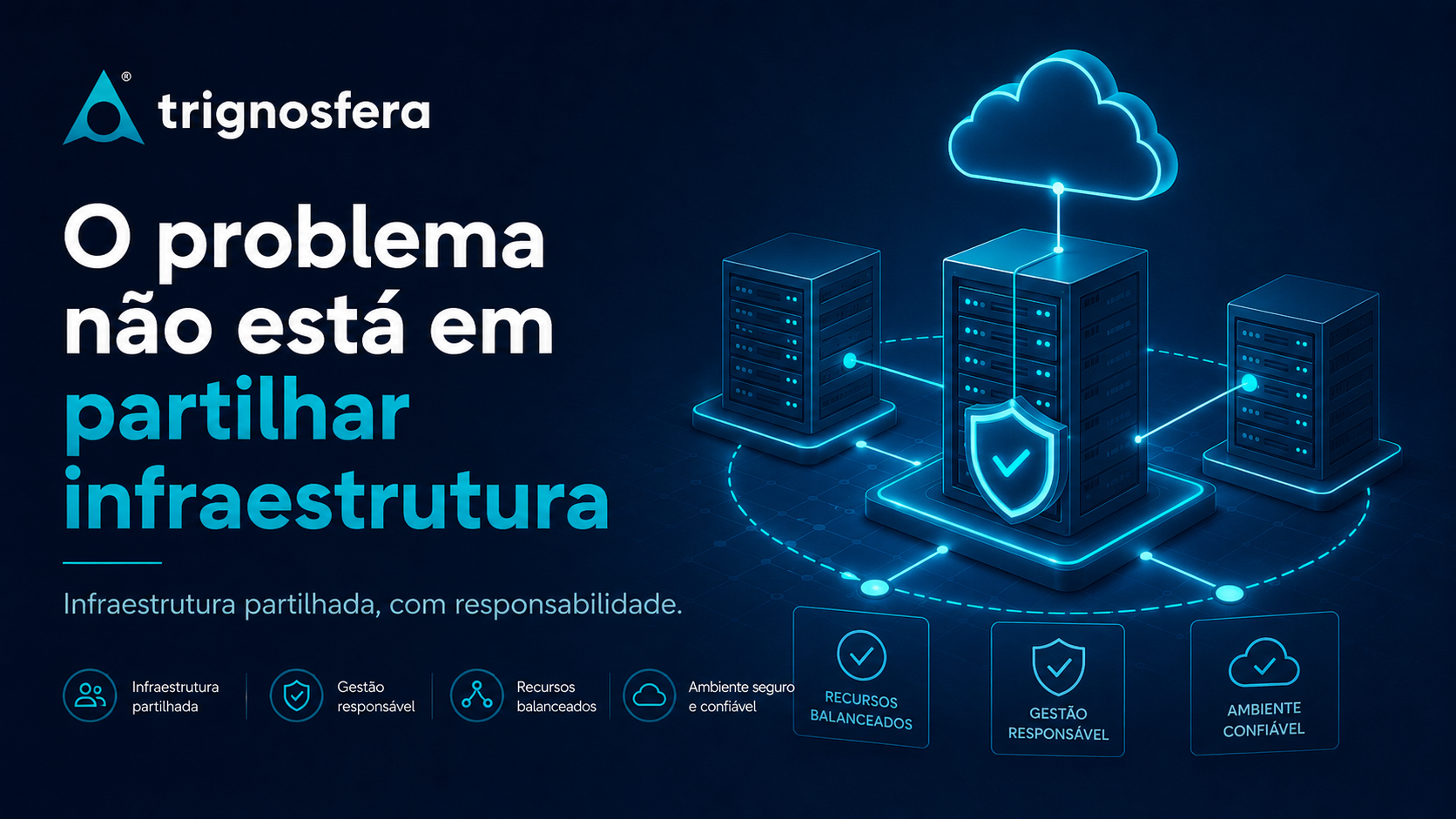 Infraestrutura partilhada com gestão responsável e distribuição equilibrada de recursos.