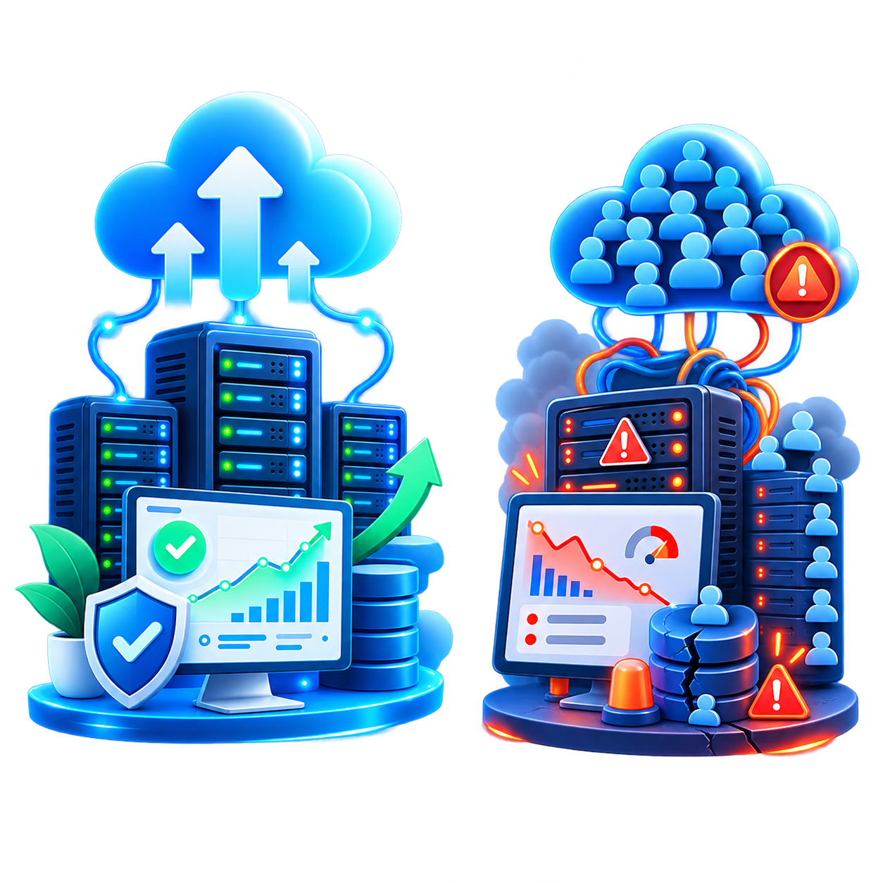 Diferença entre cloud hosting escalável e práticas de overselling