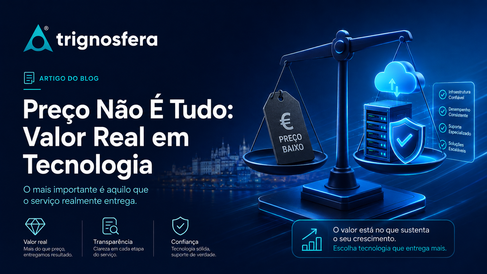 Comparação entre preço e valor real num serviço de alojamento web