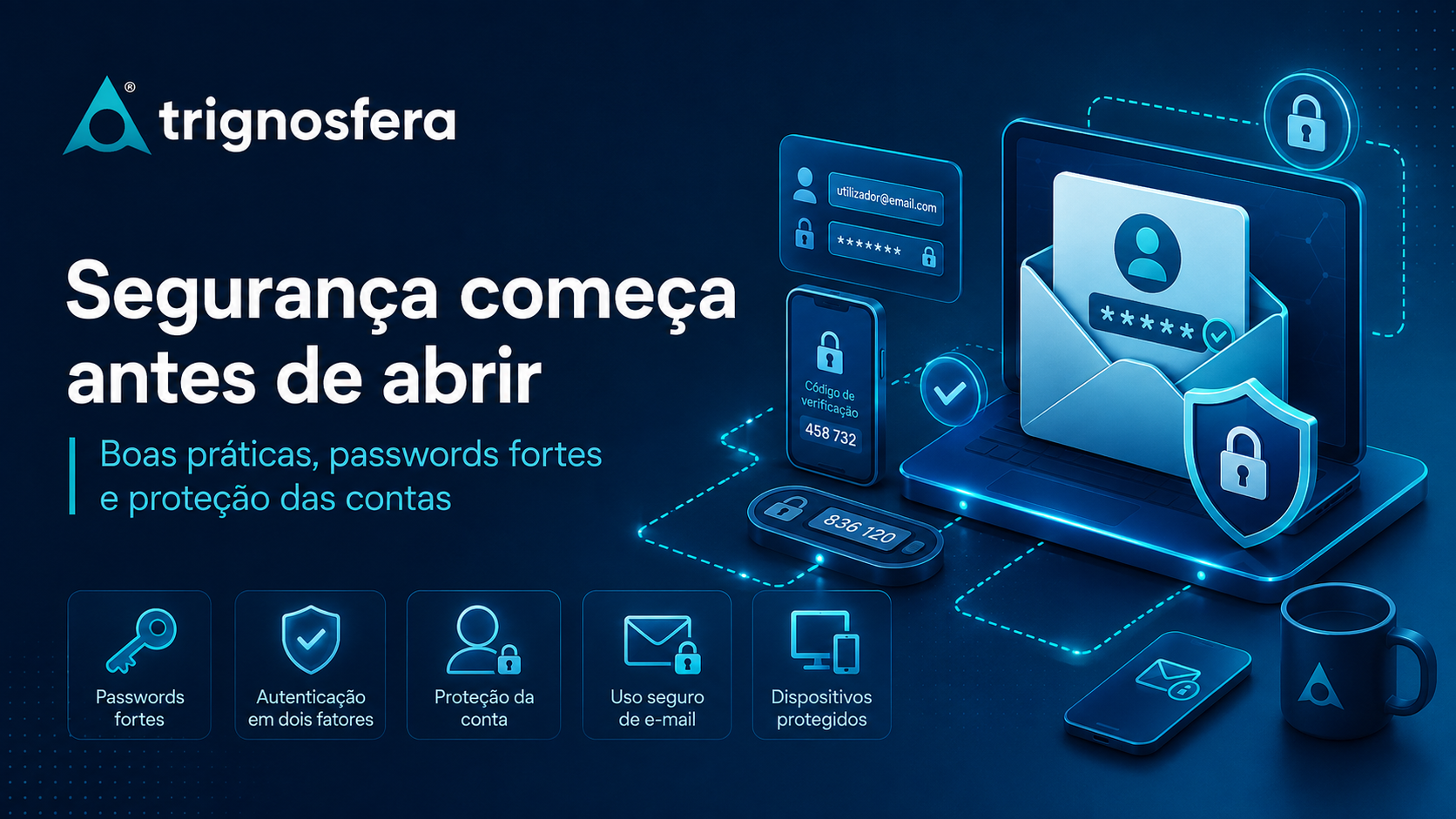 Segurança de contas de email com passwords fortes e autenticação adicional